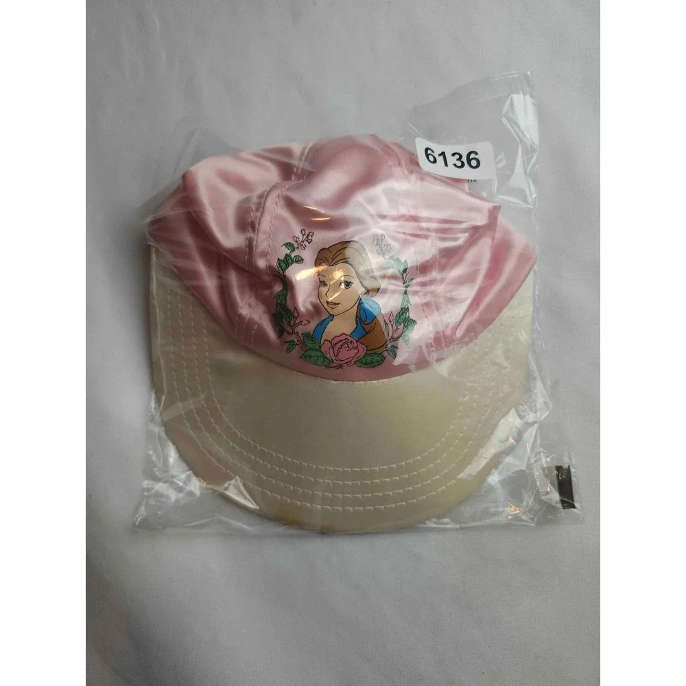 Vintage Disney Belle Beauty and the Beast Youth Pink Satin Hat Made in USA 90s